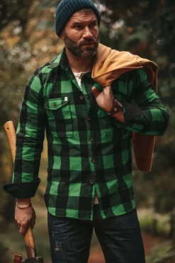 &SONS Jackets & Coats>Yukon Flannel Field Shirt Green