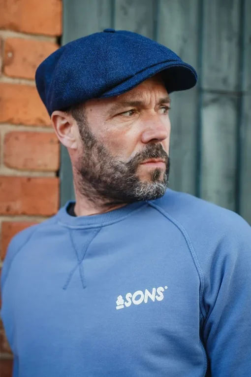 &SONS Knitwear>The London Baker Boy Hat- Blue Indigo