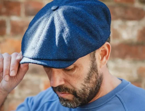 &SONS Knitwear>The London Baker Boy Hat- Blue Indigo