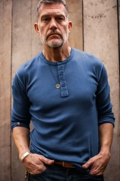 &SONS Tops>The New Elder Henley Shirt Indigo