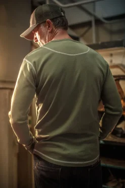 &SONS Tops>The New Elder Henley Shirt Army Green