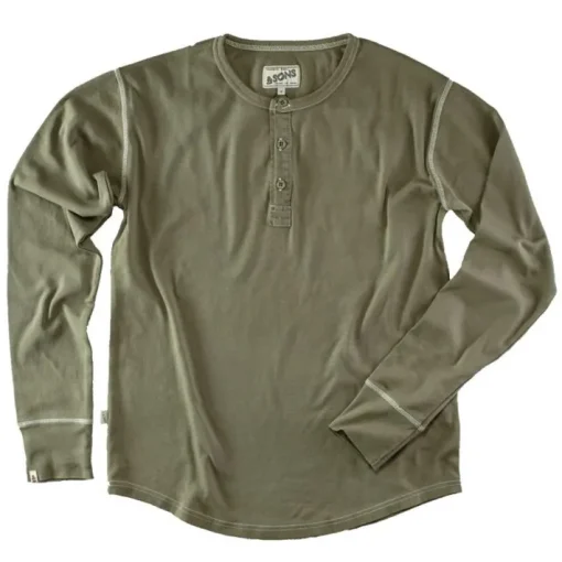 &SONS Tops>The New Elder Henley Shirt Army Green