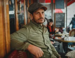 &SONS Knitwear></noscript>Thompson Baker Boy Hat- Grey Herringbone
