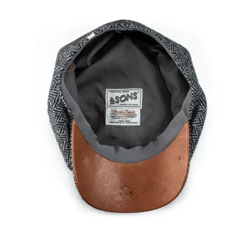 &SONS Knitwear>Thompson Baker Boy Hat- Grey Herringbone