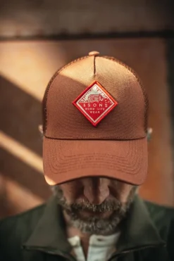 &SONS Headwear>Trucker Badge Cap Rust Tan