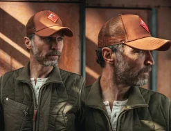 &SONS Headwear></noscript>Trucker Badge Cap Rust Tan