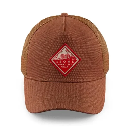 &SONS Headwear>Trucker Badge Cap Rust Tan
