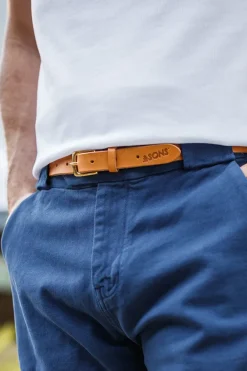&SONS Leather Goods>Virgil Thin Tan Leather Belt