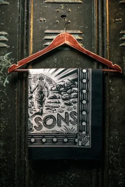 &SONS Scarves>Woodcut Bandana Black