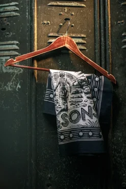 &SONS Scarves>Woodcut Bandana Black