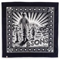 &SONS Scarves></noscript>Woodcut Bandana Black