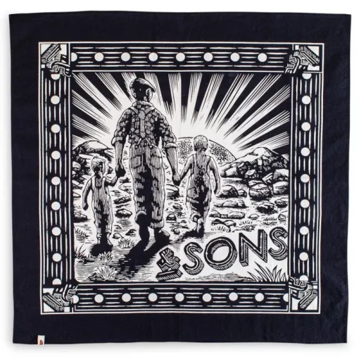 &SONS Scarves>Woodcut Bandana Black