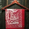 &SONS Scarves>Woodcut Bandana Red