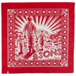 &SONS Scarves></noscript>Woodcut Bandana Red