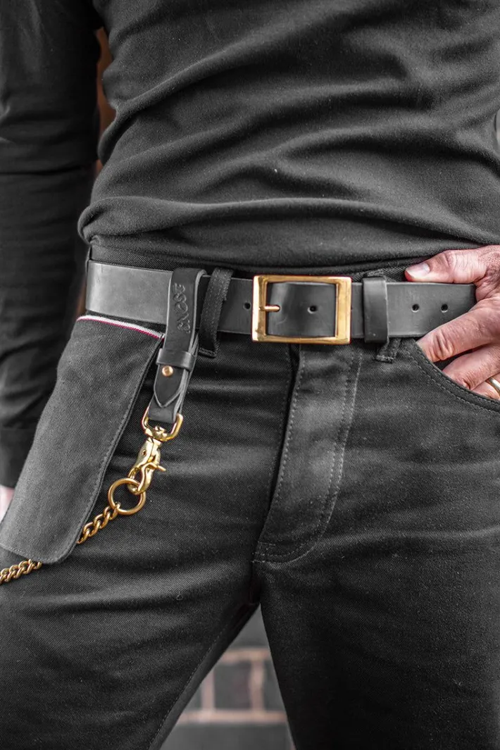 &SONS Leather Goods-Black Leather Belt