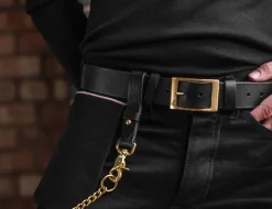 &SONS Leather Goods-Black Leather Belt