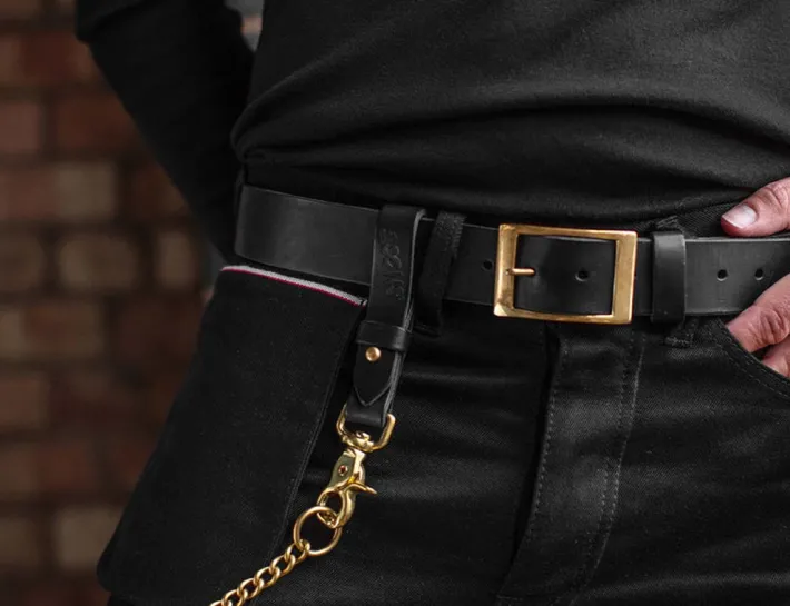 &SONS Leather Goods-Black Leather Belt