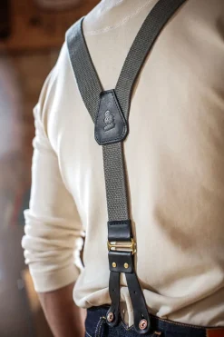 &SONS Bottoms & Shorts-Black Leather Braces