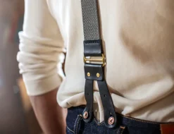 &SONS Bottoms & Shorts-Black Leather Braces