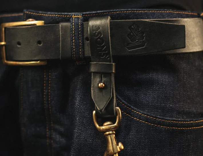 &SONS Leather Goods-Black Leather Key Fob