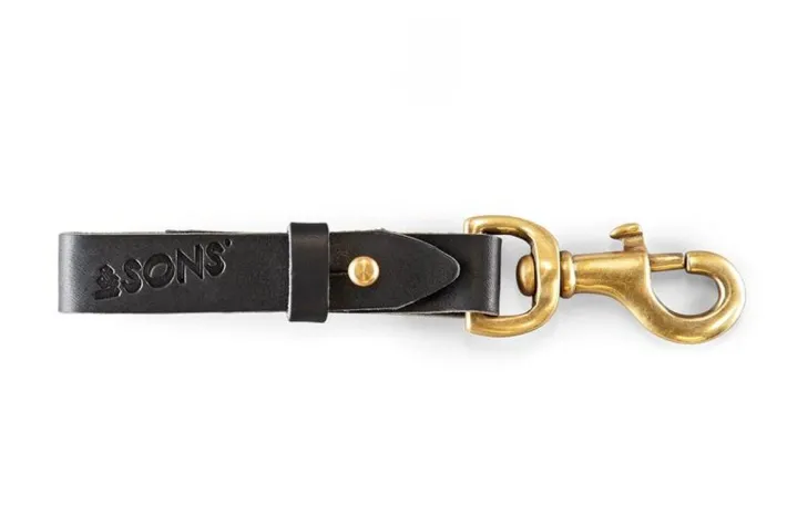 &SONS Leather Goods-Black Leather Key Fob