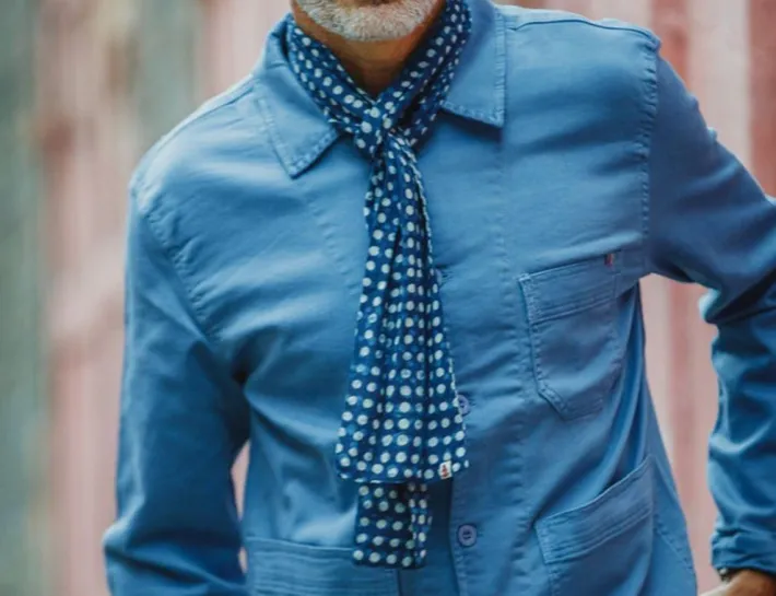 &SONS Scarves-Blue Dot Organic Japanese Scarf