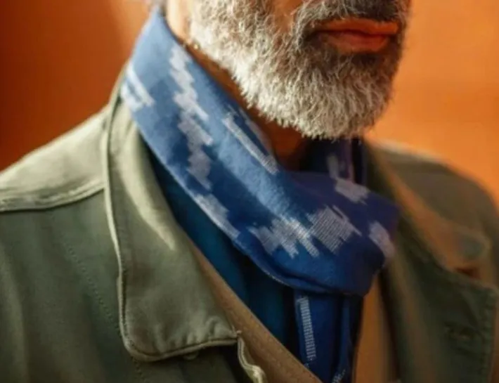 &SONS Scarves-Blue Ikat Scarf