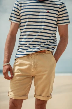 &SONS Tops-Breton Striped T Shirt Blue