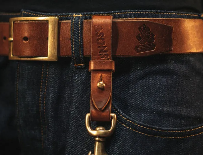 &SONS Leather Goods-Brown Leather Key Fob