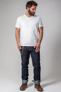 &SONS Tops-Classic White V-Neck T-Shirt