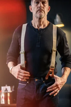 &SONS Bottoms & Shorts-Cream Leather Braces