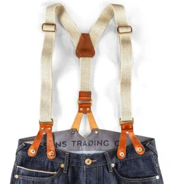 &SONS Bottoms & Shorts-Cream Leather Braces