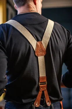 &SONS Bottoms & Shorts-Cream Leather Braces