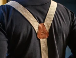 &SONS Bottoms & Shorts-Cream Leather Braces