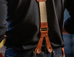 &SONS Bottoms & Shorts-Cream Leather Braces