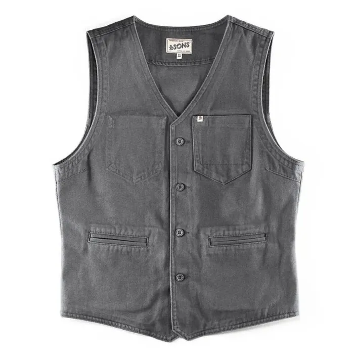 &SONS Waistcoats-Grey Lincoln Waistcoat / Vest