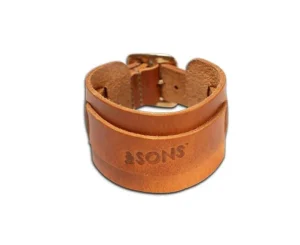&SONS Leather Goods-Leather Watch / Wrist Cuff Tan