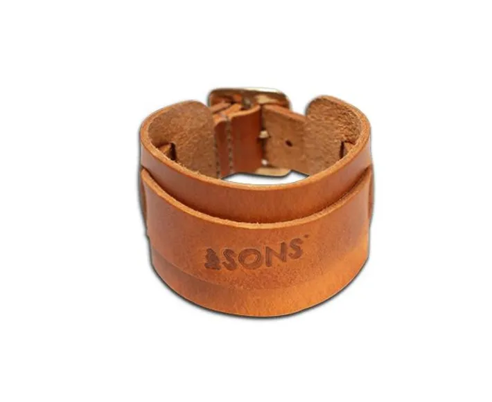 &SONS Leather Goods-Leather Watch / Wrist Cuff Tan