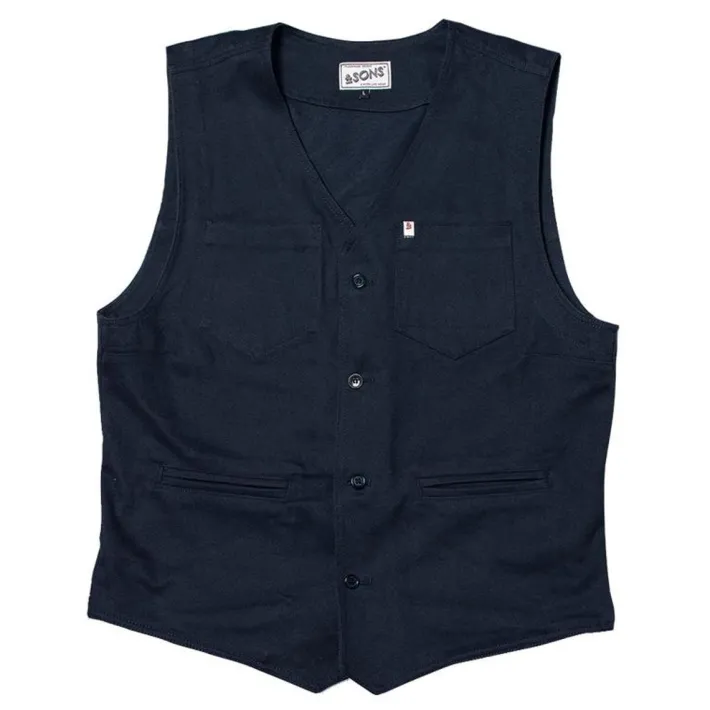 &SONS Waistcoats-Navy Lincoln Waistcoat / Vest