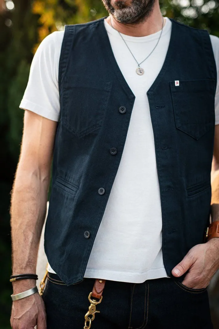 &SONS Waistcoats-Navy Lincoln Waistcoat / Vest