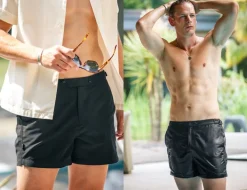 &SONS Bottoms & Shorts-Newman Swim Shorts Black