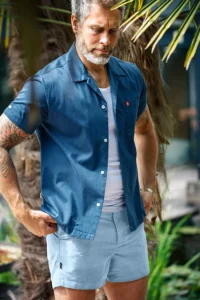 &SONS Bottoms & Shorts-Newman Swim Shorts Sky Blue