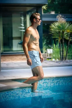 &SONS Bottoms & Shorts-Newman Swim Shorts Sky Blue