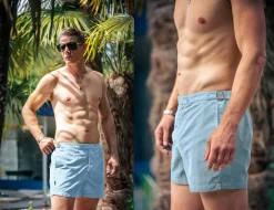 &SONS Bottoms & Shorts-Newman Swim Shorts Sky Blue