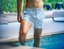 &SONS Bottoms & Shorts-Newman Swim Shorts Sky Blue