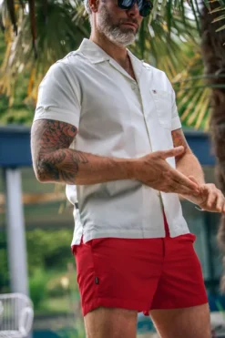 &SONS Bottoms & Shorts-Newman Swim Shorts Vintage Red