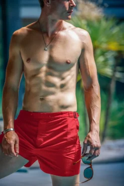 &SONS Bottoms & Shorts-Newman Swim Shorts Vintage Red