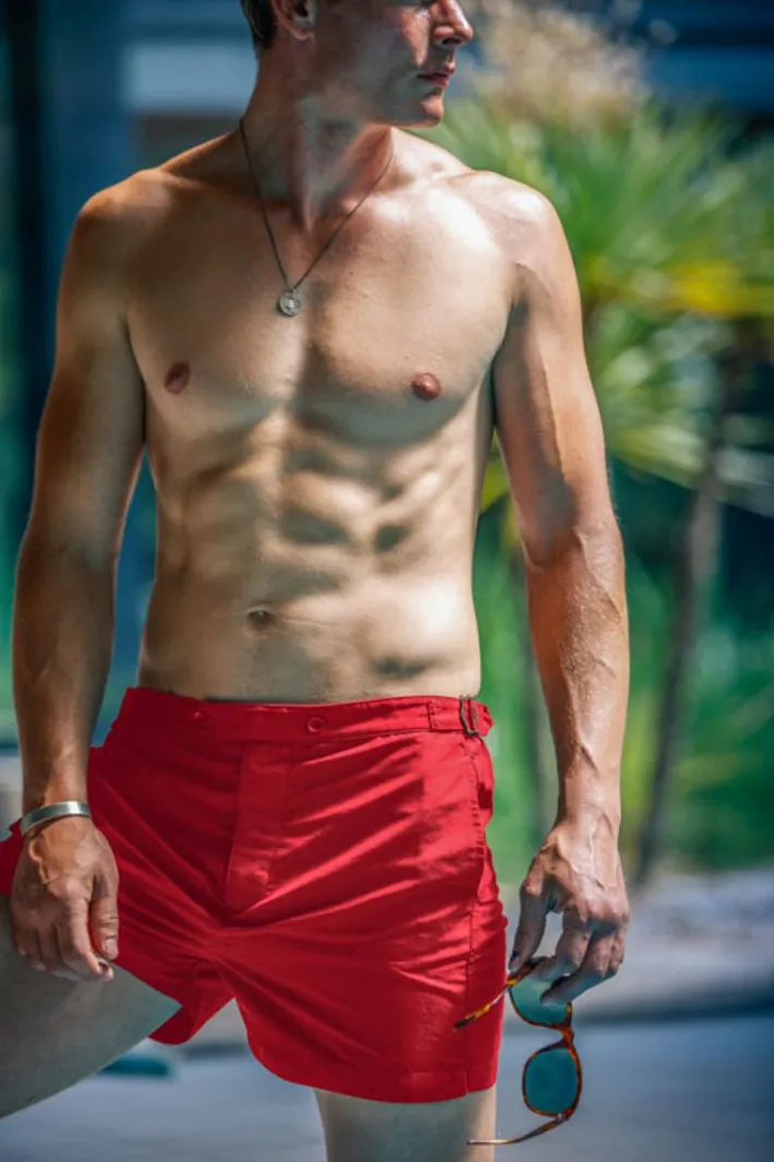 &SONS Bottoms & Shorts-Newman Swim Shorts Vintage Red