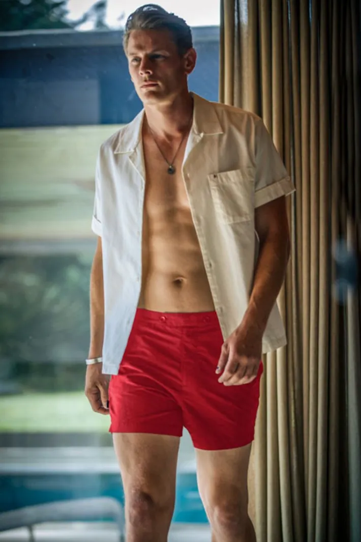 &SONS Bottoms & Shorts-Newman Swim Shorts Vintage Red