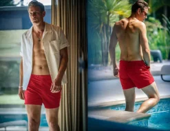 &SONS Bottoms & Shorts-Newman Swim Shorts Vintage Red